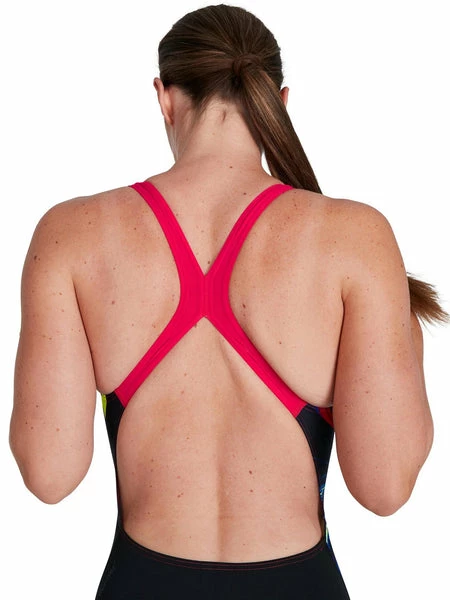 Speedo - Women's Swimsuit Placement Powerback Black/Purple 4 Speedo - Women's Swimsuit Placement Powerback Black/Purple - Image 2